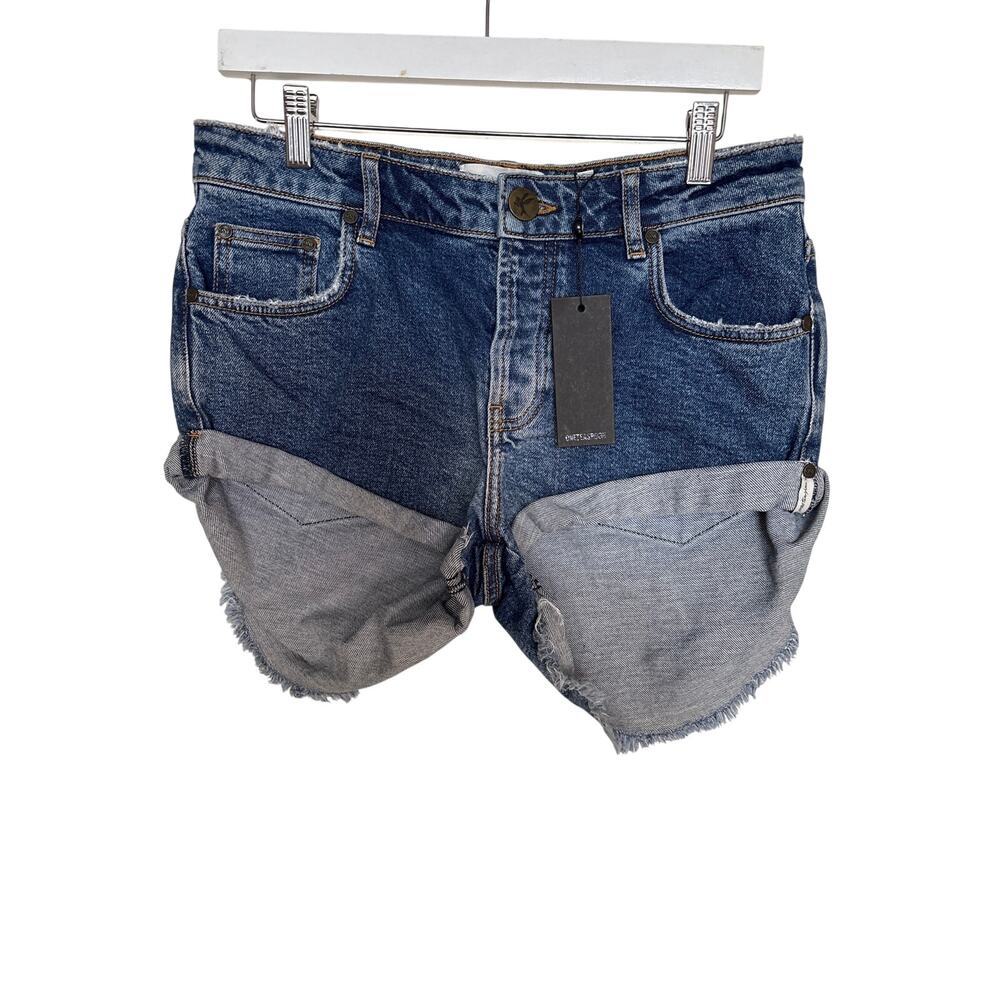 NWT One Teaspoon Sz 26 Bandits Low Rise Cuffed Cut Off Denim Blue Jean Shorts
